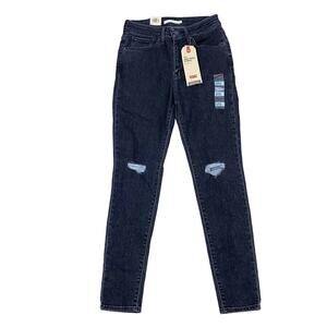 Levis 721 Jeans Womens 4S High Rise Skinny Clear Way Black Distressed Stretch